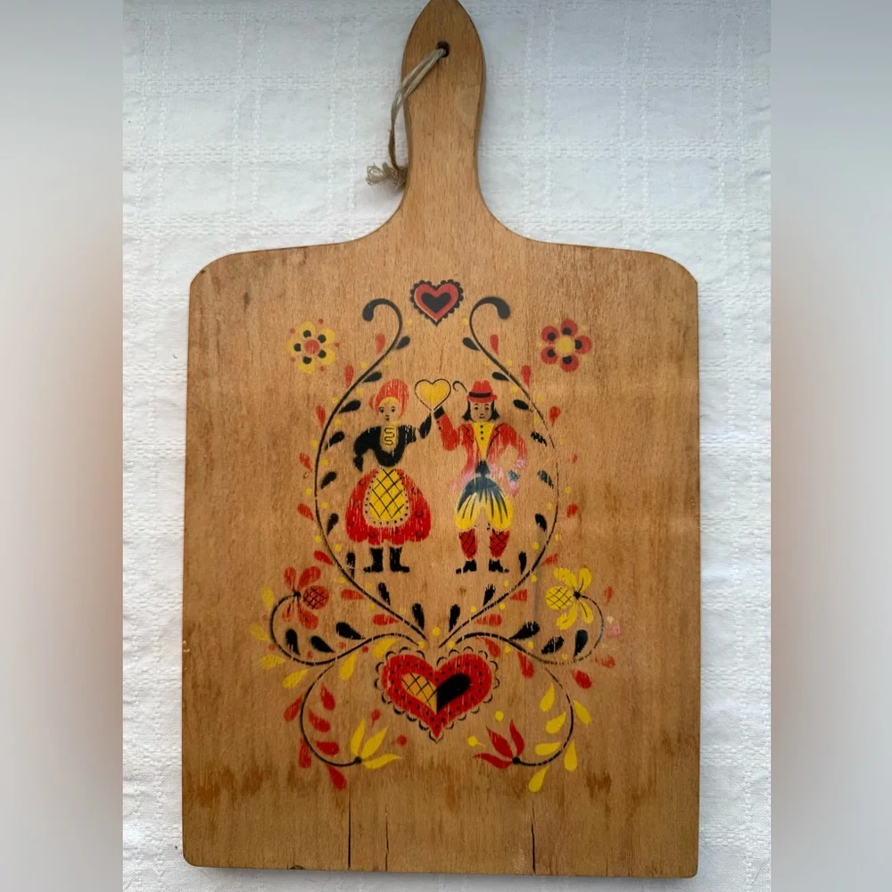 Vintage Nevco Cutting Board Dutch Folk Art Motif